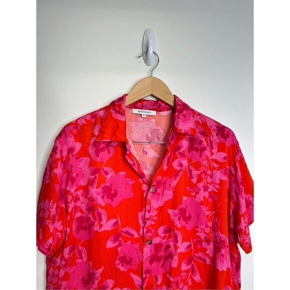 Olivaceous Shirt Womens Small Button Front Floral Red/Pink Short Sleeve - Picture 5 of 9